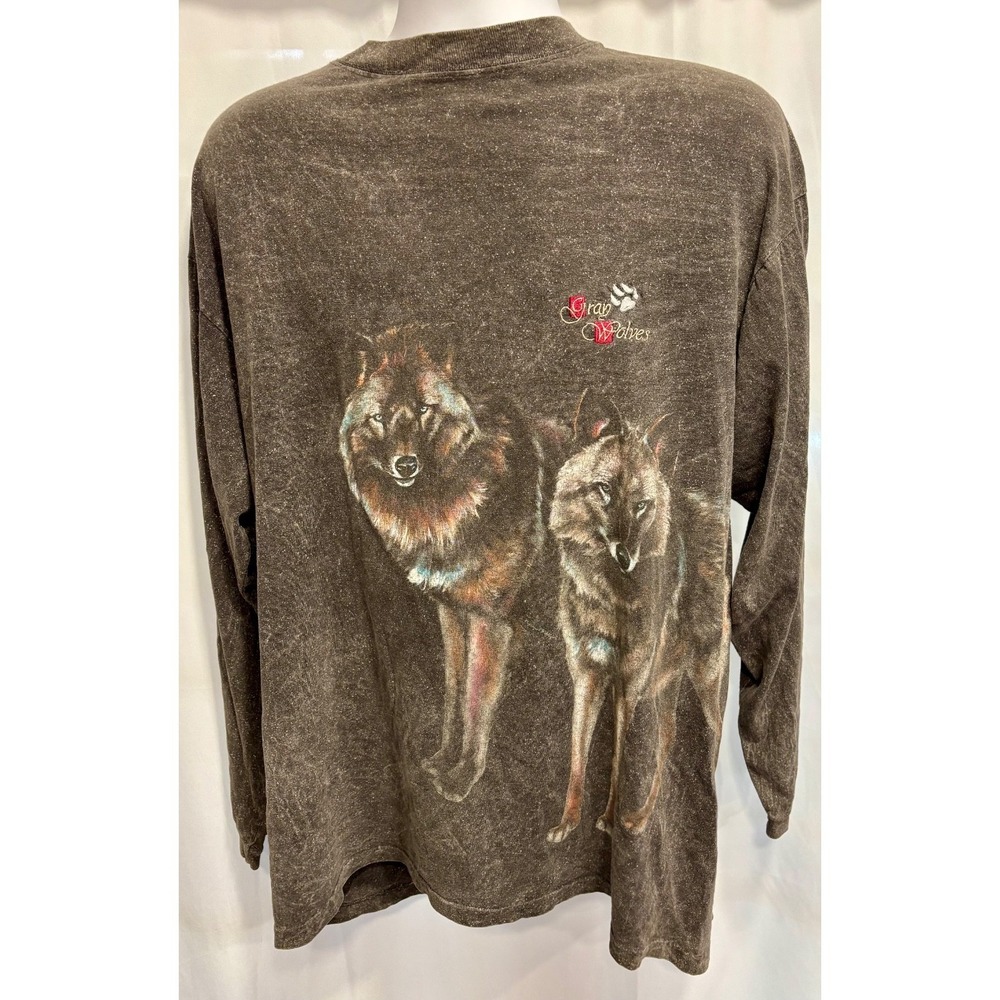 Vintage Gray Wolves Harlequin Shirt Mens Extra Large Black Patina Long Sleeve